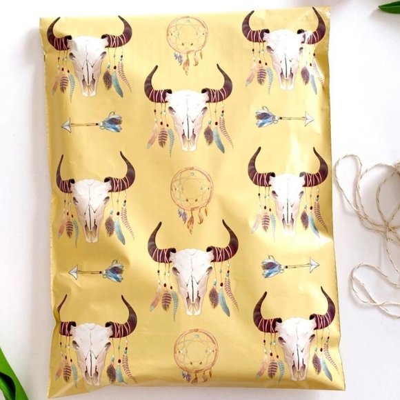 NWT: 20ct. 10x13 Boho Skull Polymailers Bonus: Random Thank You Cards/Stickers - Picture 3 of 6